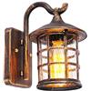 VanMe Rustico Antico Muro Di Ferro Impermeabile Lampada Lampada Da Parete Per Illuminazione Di Esterni Vintage Luce Parete Corridoio Applique,Marrone