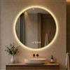 S'AFIELINA Specchio Bagno con Luce rotondo Ø 70 × 3 cm (P), Cornice D'oro, Touch, Dimmerabile, Antifog, Orologio, Temperatura, Funzione Memoria, Specchio Bagno Retroilluminato, HD Vetro Temperato