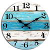 CHYLIN Orologio da parete blu a tema spiaggia, funzionamento a batteria, silenzioso, senza ticchettio, vintage, rotondo, rustico, costiero, nautico, decorativo, per casa, cucina, soggiorno, ufficio, bagno,