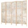 LUMASOUL Separe Divisorio Interno Monofacciale - Paravento da Interno 5 Pannelli Divisorio per Ambienti - Divisori per Interni con Motivo Feuilles - 225x172 cm