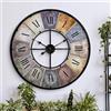 K&L Wall Art Grande orologio da parete vintage in stile retrò XXL in metallo anticato, grande stile shabby chic, numeri romani grandi per soggiorno, parete Ø 80 cm (metallo colorato)
