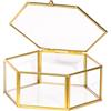 PuntoCasaStore Golden Box Scatola Quadrata Esagonale in Vetro e Metallo Color Oro bomboniera portaconfetti segnaposto Idea Regalo Matrimonio Anniversario promessa Comunione Nascita (Esagonale 16xH.6 CM)