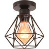 iDEGU Plafoniera Industriale E27 Lampada da Soffitto Vintage Nero in Metallo Ø16CM Lampada a Sospensione Design Gabbia Geometrica Retrò Lampadario a Soffitto per Camera da Letto, Cucina, Soggiorno