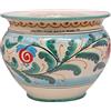 Sicilia Bedda - VASO IN CERAMICA DI CALTAGIRONE - Realizzato e Dipinto a Mano - Altezza 20 CM Diametro 26 CM (Fantasia Verde Acqua)