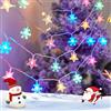 Aigostar 2 Pezzi 2.5m 25 LED Ghirlande Luci a Batteria Stella e Fiocco di Neve, 8 Modalità Catena di Luci Natalizie, IP44 Impermeabile con Timer per Interni ed Esterni, Festa, Camera da Letto (RGB)