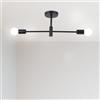 LIGINOK Lampadario da soffitto Sputnik industriale, 2 luci da Plafoniere da Soffitto in metallo, E27 lampada a sospensione vintage per soggiorno, camera da letto, cucina, nero (senza lampadine)
