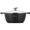 Royalty Line - RL-BS28M - Pentola con rivestimento in marmo, coperchio in vetro, induzione, 5,7 litri, 28 cm, nero