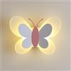 LIGKIN Applique LED 16W Lampada da parete Farfalla Creativa Luci da parete Moderno Acrilico Caldo Luce Notturna da comodino per Camera dei bambini Scale Corridoio
