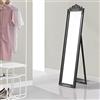 [en.casa] Specchio da Terra con Cornice in Eucalipto Stile Barocco Specchio Rettangolare da Figura Intera Autoportante Inclinabile per Camera da Letto Ingresso 160x40 cm Grigio Scuro
