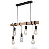 maolo Lampadario Industriale 6 Luci E27 in Legno e Metallo | Design Rustico Vintage Loft | Lampada a Sospensione per Cucina, Sala da Pranzo, Bar, Soggiorno