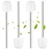 eaacaa Bianco Ø 6,5 cm, set di 4 scopini per WC con manico in acciaio inox, scopino per il bagno, pratico set di scopini WC con per una pulizia accurata del WC, spazzole in acciaio inox
