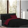 IlGruppone Copripiumino 100% Cotone Matrimoniale Double Face Made In Italy Bicolore Sacco e Federe Due Piazze Set Letto (Nero - Bordeaux)