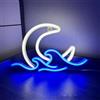 SHANJIA Luna onda neon segno, alba tramonto segno neon luna sul mare neon luce led neon luce notte lampada USB alimentato led neon luce segno (Blu/Bianco)