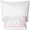 Ruoccohome Lenzuolino Culla Lettino Neonato Set 3Pz. da Ricamare tela Aida Regalo Bimbi Coordinato Completo 100% Puro Cotone Rosa | Made in Italy