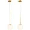 Fusmaker Lampada A Sospensione Moderna, Paralume A Sfera Di Vetro Bianco Smerigliato E27 A Sospensione Per Il Corridoio Della Cucina Camera Da Letto Per Soggiorno,2pcs