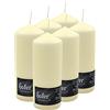 Hofer Candela Cera a Colonna Cilindrica Pilastro - Set di 6 Candele - 80 x 200 mm - Colore Avorio - Lunga Durata: 80 Ore - Antigoccia, No Fumo, Senza Odore - 2 Pacchi di 3 Unità