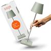 SIGOR Nuindie - Lampada da tavolo a LED dimmerabile, per interni ed esterni, IP54, resistente agli spruzzi, altezza 38 cm, ricaricabile con USB-C, durata 12 ore, colore: verde salvia, 4545501