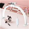SAILESI Luce a mezza luna per scrivania per unghie, 73 cm, 38 W, pieghevole, con supporto per telefono, luce per nail tech con 3 modalità di colore, 10 luminosità, scrivania per unghie, per bellezza