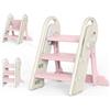 Growaystory 3 Gradini Sgabello Bambini, Antiscivolo Scaletta bambini bagno, Pieghevoli, Regolabile in Altezza, Multifunzione, Compatta e Antiscivolo per Bagno, Cucina, WC e Lavandino (Rosa)
