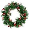 KARAT Parete di Piante - Piante Artificiali da Parete - Giardino a Muro - Corona di Natale - Con pigne, bacche e accenti verdi festivi - Ghirlanda decorativa per porta e parete (Pigna, Ø 45 cm)