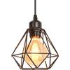 iDEGU Lampada a Sospensione Industriale, 16CM Lampadario Vintage in Metallo E27, Design Gabbia Retrò Nero per Camera da Letto, Cucina, Soggiorno