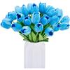 HAOSHICS, Tulipani artificiali, tulipani olandesi finti, realistici al tatto, fiori per bouquet, in lattice, decorazione per matrimoni, casa, hotel, feste, giardino, multicolori, 10 pezzi (blu)
