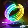 HEGEHE - Striscia neon LED SMD 3535 [4M,RGB], con controller musicale USB On/Off, IP65 impermeabile, 60 LEDs/m 5V striscia LED flessibile CRI85+, tagli ogni 10cm [adattatore di corrente non incluso]