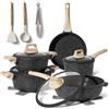 JUST PERFECTO HOUSEHOLD APPLIANCES JUST PERFECTO Batteria Pentole e Padelle a Induzione, Set Padelle Antiaderenti Per tutti i piani cottura Batteria di pentole antiaderente 28cm con Coperchi, pentole senza pfoa e ptfe (Black)