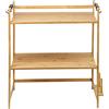 LANTUS Mensola, Supporto Per Forno A Microonde In Bambù Naturale, Ripiano cucina Con 4 ganci neri E porta taglieri (52 * 37 * 65cm-3Livelli)