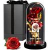 Maverton Rosa Stabilizzata in Cupola Personalizzata - Regalo Coppia Anniversario Matrimonio - Rosa Eterna con luci LED - Idee Regalo Fidanzato o Fidanzata - Dimensioni 21 cm x 11 cm