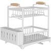 HUOLE Scolapiatti da Appoggio 2 Livelli Scolapiatti Per Bancone Da Cucina, Scolapiatti da Lavello con Vassoio Gocciolatoio per Piatto,Tazza,Tagliere, 36 * 26 * 37,5 cm-bianco