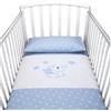 baby idea Babysanity Piumino Lettino Neonato Ricamato Completo Federa e Copripiumino e Lenzuolino con Angoli Sfoderabile Senza Paracolpi Lettino - Made in Italy- (Little Star Azzurro)