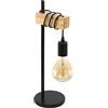 Mengjay Lampada da tavolo retrò, Lampada da notte in metallo nero e legno, Lampada da comodino vintage, Lampada da scrivania dal design industriale, Lampadina E27 non inclusa, incl interruttore