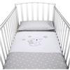 baby idea Babysanity Piumino Lettino Neonato Ricamato Completo Federa e Copripiumino e Lenzuolino con Angoli Sfoderabile Senza Paracolpi Lettino - Made in Italy- (Little Star Grigio)