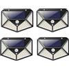 muff 4pz APPLIQUE DA ESTERNO CON PANNELLO SOLARE 114 LED SENSORE MOVIMENTO CREPUSCOLARE