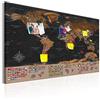 murando - Pannello di Fibra con Puntine - Mappa Mondo 120x80 cm 1 Pezzo - Bacheca & Quadro su tela in un uno - Decorativo per Parete - Lavagna Grande per le Note Ufficio - Geografica k-A-0205-v-a