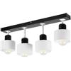 alfalux Lampada A Sospensione 4 Luci Lampada Da Soffitto LED Lampadario In Legno E Metallo Compatibile Con E27 Per Soggiorno Camera Da Letto Cucina WE60x7SC