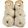 woolove Tricot Cafè Set 6 Scintilla - Filato in Puro Cotone Supermercerizzatoe Antipilling - per Maglieria e Uncinetto - Ferri/Uncinetto 3.50/4.50 mm - 6 Gomitoli da 50g (113m) - Beige 3, 6 Pezzi