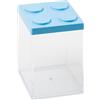 OMADA Design Contenitore Confettata per Confetti o Caramelle, Tipo Mattoncino, in Plastica Trasparente e Coperchio Colorato - 1000 ml - 10x10x15,5 cm