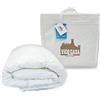 Vico Casa FIOCCO Piumino letto una piazza e mezzo MADE IN ITALY in piuma d'oca, 5 punti di calore anallergico/Piumone invernale soffice 200x200cm, fodera in cotone alta qualità con 233 fili/cm²