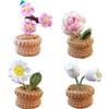 Magicherry 4 Pezzi Fiori all'Uncinetto Piante in Vaso Lavorati a Maglia a Mano Rosa Fiore di Prugno Mughetto Margherita Fiori Artificiali di Filato di Lana per Cruscotto Auto Casa Ufficio Tavolo