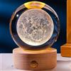 TITA-DONG Lampada a Sfera di Cristallo 3D da 6 Cm, Lampada Notturna a Sfera Rotonda per Astronomia con Scultura Trasparente Luminosa con Base, Luce Notturna a Sfera con (Luna Palla di