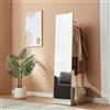 [en.casa] Specchio a Figura Intera con Stand Barra Appendiabiti Specchio Rettangolare da Terra e Vano Porta Oggetti Vestiti per Ingresso Camera da Letto Guardaroba 165x40x51 cm - Avena Oatmeal