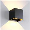 TECNO&LED TECNO &LED Applique da parete Cubo Nero luce naturale LED 12W Regolabile IP65 IMPERMEABILE da inerno e esterno