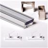 Aftertech® 2m 2metri 1908 19x8mm PROFILO ALLUMINIO CALPESTABILE PER STRISCE STRIP LED BARRA RIGIDA 2MT + COVER TRASPARENTE