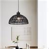 lux.pro Lampada a Sospensione con Paralume in Rattan Intrecciato Lampada Pendente con Luce Diretta per Cucina Sala da Pranzo Soggiorno - Nero