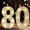DyingSwan Cifre luminose a LED, decorazioni per l'80° anniversario, numeri di tenda, pannello luminoso alimentato a batteria per 30 decorazioni di festa (bianco)