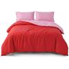 INTRECCI Parure Copripiumino Bicolore Una Piazza e Mezza, 100% Cotone, Sacco Copripiumino 200x240 cm + Federa 52x82 cm, Versatile e Confortevole, Rosso/Rosa