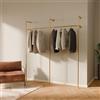 pamo Appendiabiti da Parete 201 cm - 240 kg | barra Appendiabiti industriale a muro oro | armadio aperto in metallo | 222 cm × 32 cm | oro | acciaio verniciato a polvere ClearGuard
