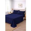 Corredocasa Completo Letto Lenzuola in Cotone, Qualità Made in Italy - PURO COTONE 100% Morbido e Traspirante in ogni Stagione - SET Lenzuolo Sotto con Angoli, Sopra e 1 Federa (Blu, Una piazza e mezza)